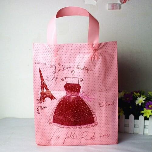 Shopping bags very thick 0.16mm Vertical version prink dress design with handle plastic bags 50pcs/lot Fit clothes or gift