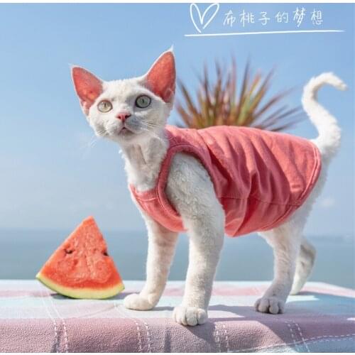 Sling hairless cat clothes German breathable belly protection watermelon red vest
