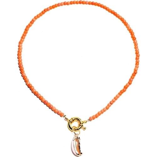 Bohemian Ethnic Style Shell Beaded Necklace 15.75in Handmade Beaded Choker Necklace Seed Bead Necklace For Women Jewely