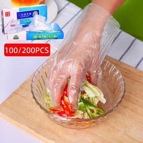 100/200PCS Food Plastic Gloves Disposable Gloves for Restaurant Kitchen BBQ Eco-friendly Food Gloves Fruit Vegetable Gloves