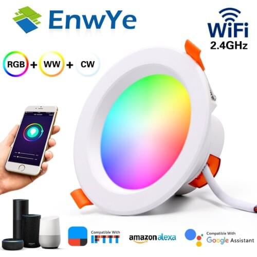 EnwYe LED Downlight WiFi Smart life APP Dimming Light lamp 7W 9W RGB Color Changing Warm+Cool light Work with Alexa Google Home