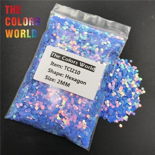TCI210 Pearlescent Iridescent Blue With Purple Light Hexagon Nail Glitter Nail Decoration Makeup Tumblers Crafts DIY Accessorie