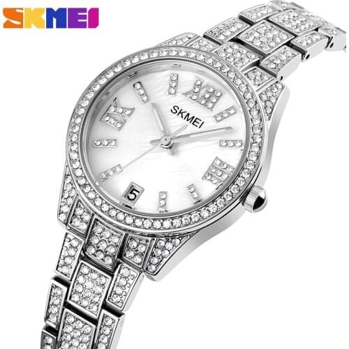 Luxury Golden Diamond Women Watch Quartz Wristwatch SKMEI Brand Top Fashion Stainless Steel Ladies Watches Elegant Clock Relojes