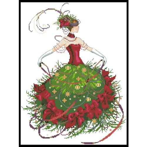 Christmas Fairy Cross Stitch Patterns Kits Printed Fabric 11CT Embroidery Needlework Sets 14CT White Canvas Home Decor Paintings