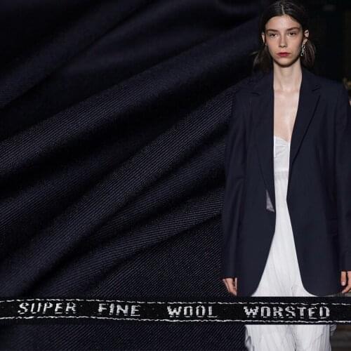 Pearlsilk Dark Blue Italy High Supers Twill Worsted 100%Wool Garment Materials Autumn Suits DIY clothes fabrics Freeshipping