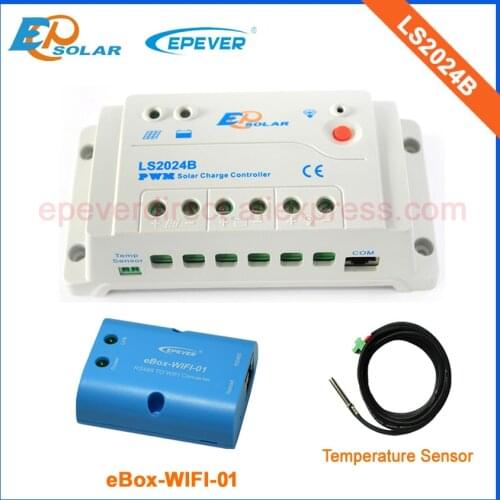 Solar PWM controller LS2024B 20A 20amp home use micro system with temperature sensor and wifi BOX