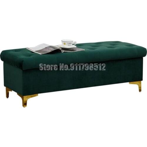 Nordic Light Luxury Shoe Stool Shop Rest Bench Bed End Storage Sofa Stool Solid Wood Rectangular Storage Box Stool