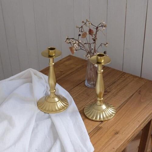 Retro Style Old Iron Golden Candlestick Shooting Props Tabletop Decoration Home Decoration Hotel Wedding Candle Holders