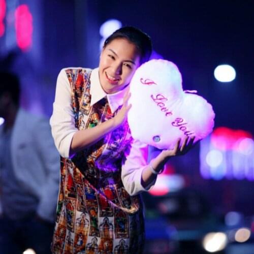 Glowing Colorful Heart LED Luminous Pillow LED Light Stuffed Heart Pillow Plush Soft Cushion Kids Toys Party Birthday Gift Home