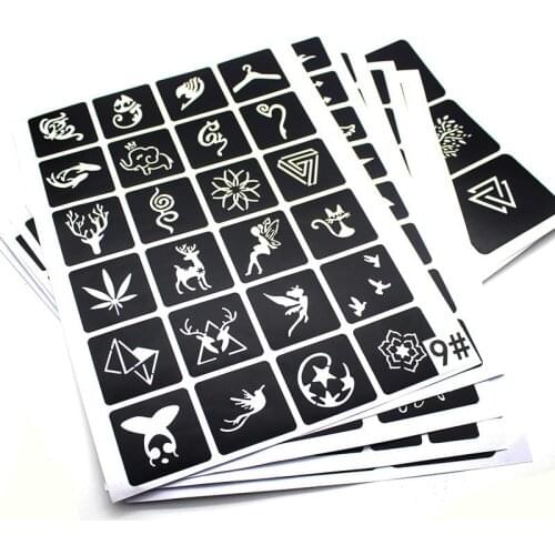 20 Sheets Airbrush Tattoo Stencils For Drawing,Skull Tattoo Stencil Star Tattoos Temporary Templates Stickers 446 Mixed Designs