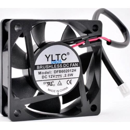 DFB602012H 6cm 60mm fan 60x60x20mm DC12V 2.0W 2 wires 2 ball bearings Cooling fan for chassis power charger