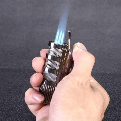 Windproof Torch Jet Turbo Gas Lighter 1300 C Metal Three Nozzles Butane Spray Gun Cigar Cigarettes Lighters Smoking Accessories