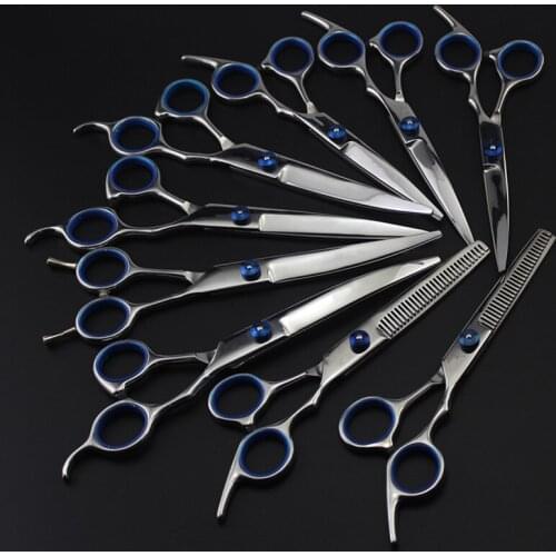 Japanese 6 / 7 inch Pet grooming bent hair scissors pet Thinning dog grooming shears Cutting barber tools hairdressing scissors