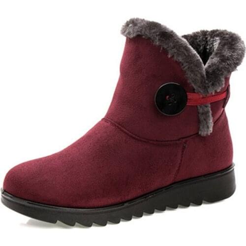 VTOTA Snow Boots Women Button Ankle Boots Mother Winter Warm Shoes 2018 Botas Mujer Fur Platforma Casual Wedges Shoes Black H156
