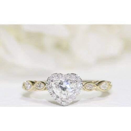 10k 14k yellow gold 0.5ct 5mm Heart-shaped Moissanite Ring DEF Color VVS1 Wedding Engagement Ring For Women