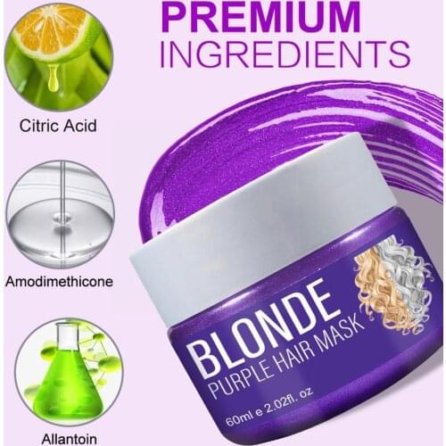 100ml Purple Shampoo Hair Mask For Blonde Hair Lighten Shampoo Silver Changing Long Discolored Lasting Yellow Hair To Gray L1J2