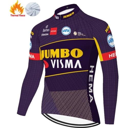 2021 JUMBO VISMA Winter Thermal Fleece Jersey Camisas Camiseta Camisa Masculina Malliot 2021 Hombre Masculino Ciclismo Maillot