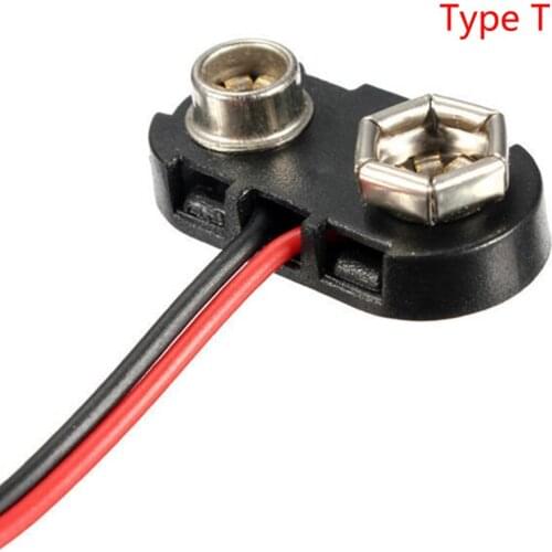 5 Pcs/lot T type I type 9V Battery Snap Connector clip Lead Wires holder Line length 15CM