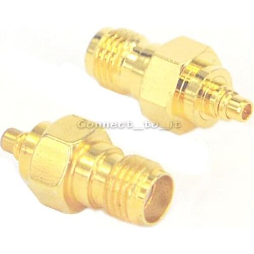 2 Pieces SMA Female to MMCX Male Goldplated Straight Connector Adapter