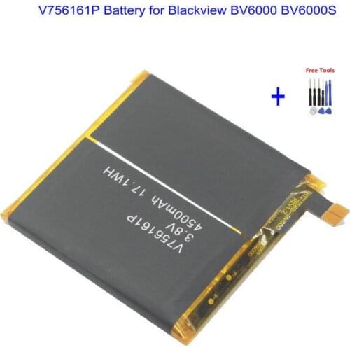 1x 4500mAh 17.1Wh V756161P BV6000 Battery For Blackview BV6000S BV6000 S Smart Mobile Phone li-ion Battery + Repair Tools kit