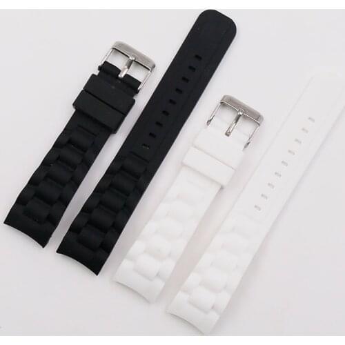 Watch accessories 20mm silicone strap mens pin buckle sports waterproof rubber strap female for brand men watch band