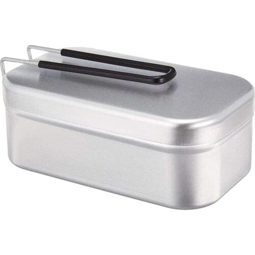 Aluminum Tin Lunch Box with Lid Food Container Lunch Mess Tin for Indoor Outdoor Camping Picnic (Silver)