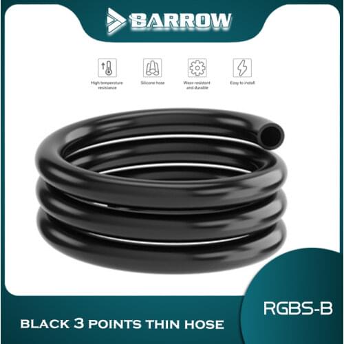 BARROW Soft Tube PU Hose Black 1 Meter/pcs ID 9.5mm+ OD 12.7mm (3/8'-1/2') Flessibile Tube DIY Split Water Cooling RGBS-B