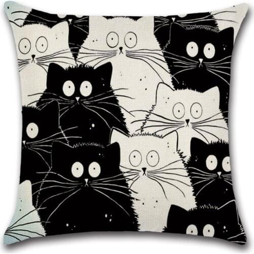 Cartoon black white cute cats printed Cushion Cover Throw Decoration Home house sofa shop seat Pillow case friend children gift