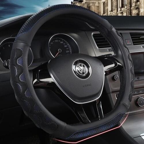 38CM D Shape O shape Steering Wheel Cover PU Leather for Geely Atlas Emgrand EC7 Coolray VW Golf 7 Hyundai Santa fe 2014-2020