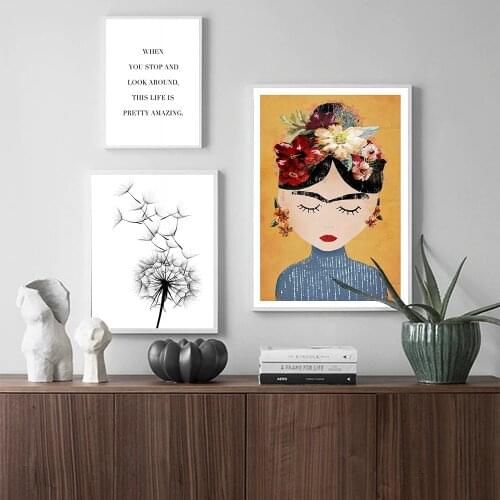 Home Decor Wall Artwork Canvas Painting Nordic Style Girl Dandelion Quote Feminist Print Poster Modular Picture Bedroom No Frame