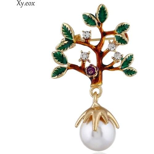 Imitation Pearls Clothes Ornaments Personality Small Trees Brooch Pins