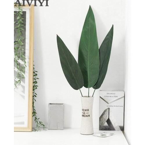 Artificial Green big Bamboo Leaves Fake Green Plants Greenery Leaves for Hotel Office Home Decoration simulation flower
