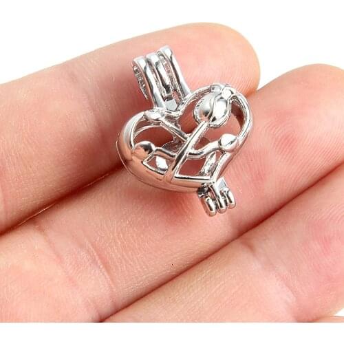 Bead Cage Glow Balls Lava Stone Locket Necklace Aromatherapy Essential Oil Diffuser Perfume Locket Pendant Pearl Cage DIY Jewelr