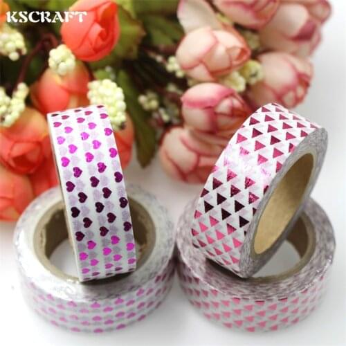 KSCRAFT 15mm*10m Adhesive Tape for Scrapbooking DIY Craft Sticky Deco Masking Japanese Paper Washi Tape Pink Series