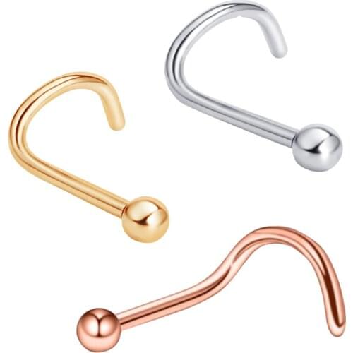 TIANCIFBYJS 20G Stainless Steel Stud Nose Ring Ball Screw Nose Body Piercing for Womens Mens Piercing Nose Pin