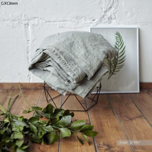 100% Linen Sheet Set 3pcs White Solid Color Washed French Linen Bed Sheets(1 Flat Sheet,2 Pillowcases) Healthy Bedding