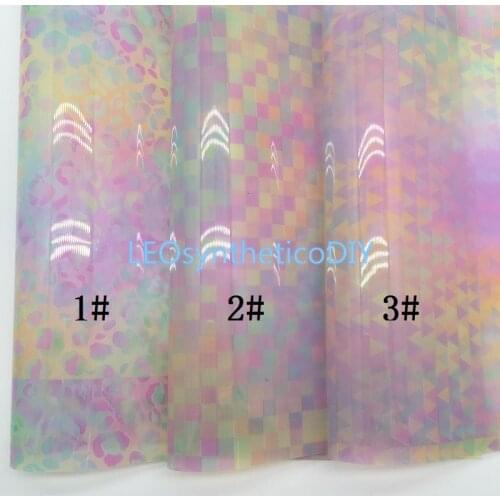 LEOsyntheticoDIY JELLY Transparent TUP Leather with Printed Leopard Plaids Pastel Colors Vinil For DIY Bows 21X29CM R064