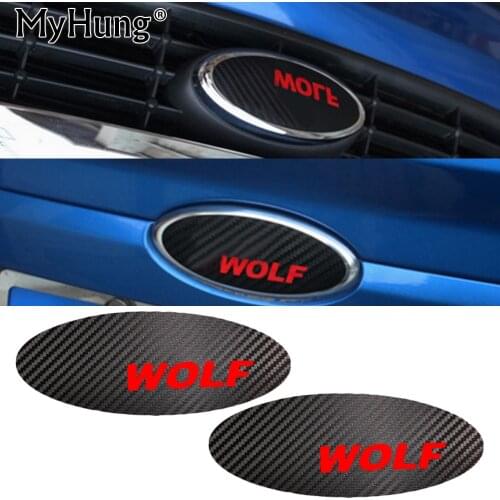 Wolf Logo Personality Emblem Badge Sticker 3D Carbon Fiber Front and Rear Cover for Ford Focus Car Styling