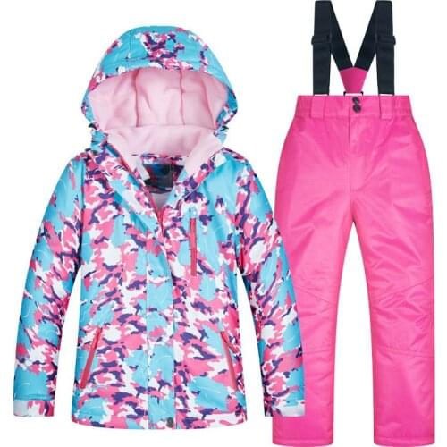 Girls Ski Suit Children Windproof Waterproof Colorful Suits for Boy Snowboard Snow Pants Winter Clothes Sets zestaw snowboardowy