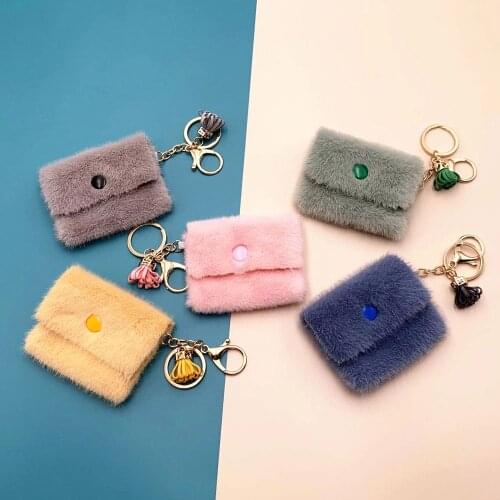 Lovely Cute Mini Zero Wallet Plush Keychain Delicate Trinkets Bag Backpack Pendant Car Keyring Accessories Girls Jewelry Gift
