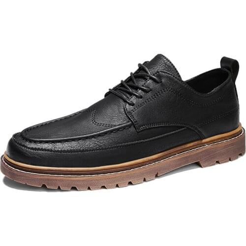 Men shoes English Style male lace-up Flats Fashion Casual business Shoes all-match wear-resistant Breathable Shoes