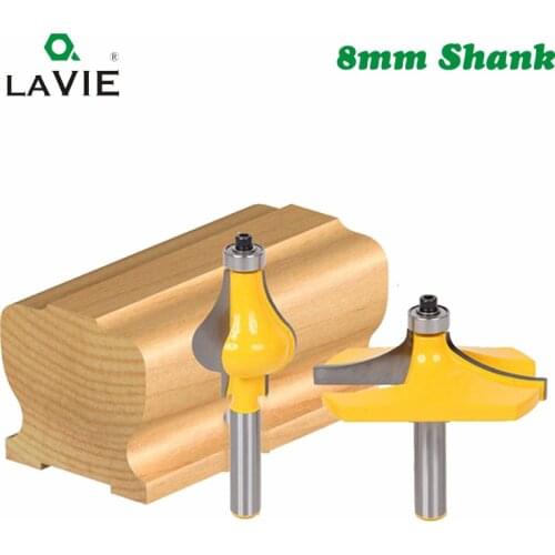 LAVIE 2pcs 8MM Shank Armrest Mill Handrail Router Bits Set Wavy Flute Tenon Milling Cutter for Wood Woodworking Cutters MC02064