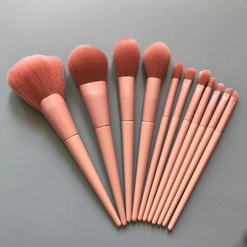 11 pieces concealer makeup brushes set with a bag make-up set brush for loose powders large brochas with pink cosmetics bag