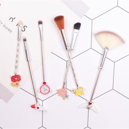 6 Pcs Cartoon Anime Makeup Brush Set Eyeshadow Brush Powder Set Brush Metal Handle Girl Holiday Gift