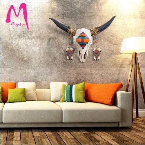 [MGT]American Retro Bull Head Exotic Style Wall Hanging Personality Pendant Wall Decoration Creative Home Living Room Art Gift