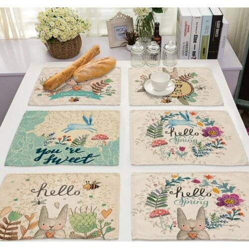 Non-Slip Placemat Waterproof Printed Dining Table Mat PP Plastic Heat-insulated Tableware Bowl Pads Kitchen Accessories