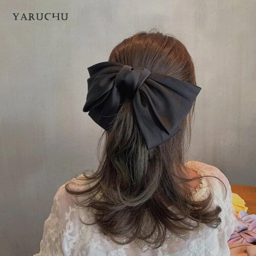 New Fashion Soft Solid Color Bow Barrette Vintage Bowknot Hair Clips Temperament Three Layers Hairpin Headwear Hair Accessories