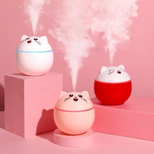 New Cute Cat Air Humidifier Mini USB Moisturizing Aromatherapy Home Office Car Ultrasonic Fogger Mist Maker With LED Night Light