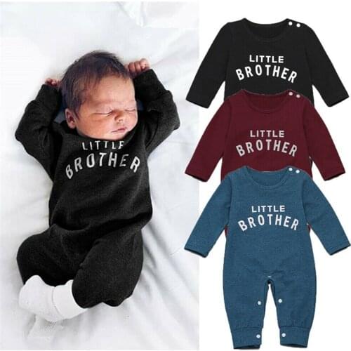 2019 Autumn Winter Newborn Infant Baby Boy Girl Kids Letter Printed Romper Jumpsuit Cotton Clothes Outfit 3Color