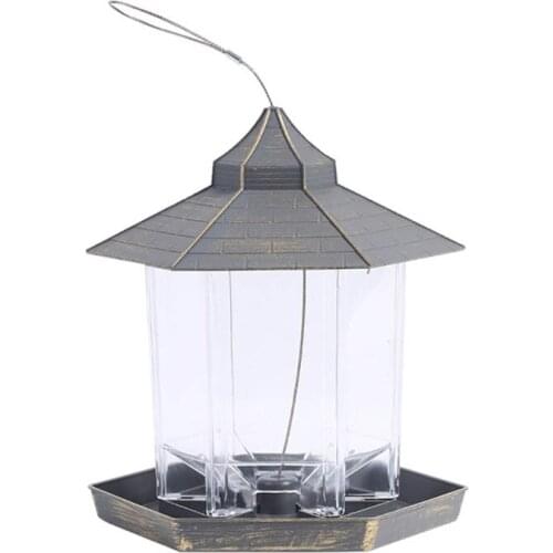 Plastic Bird Feeder Hexagonal Suspension Bird Feeder Waterproof Outdoor Bird Feeder Bracket For Natural Garden Decoratio